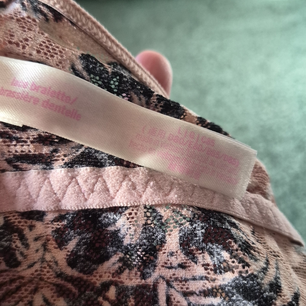 Pink Victoria's Secret Floral Lace Bralette Pink Tropical Large - Picture 12 of 13